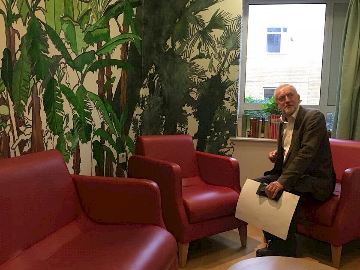Jeremy Corbyn visits Hospital Rooms art project in dementia care unit News Item Thumbnail